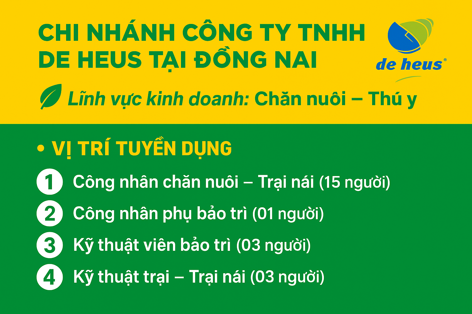 CHI NHÁNH CÔNG TY TNHH DE HEUS TẠI ĐỒNG NAI 